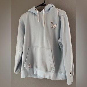Sky Blue Hoodie with Embroidered Dog Design